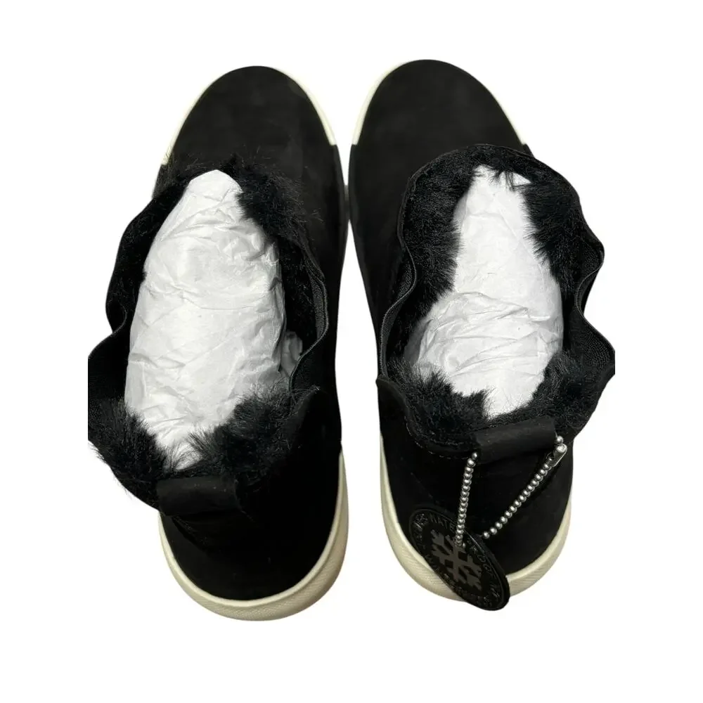J/Slides NYC NWT Waterproof Black Suede Val Ankle Boots Sz 6 Fur Trim Comfort